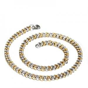 NC-086 Two tone 7mm stainless steel chain in 24 inch